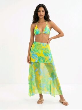 Vibrant Green and Yellow bathing suit set